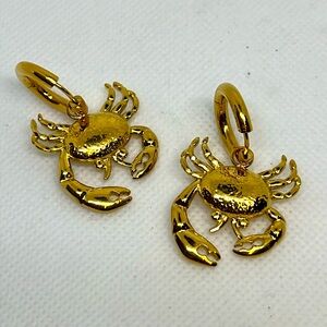 NWT Vintage Inspired Gold Crab Earrings